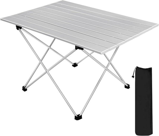 24goodz Portable Aluminium Camping Table - Easy Setup - Lightweight and Compact - Aluminium Alloy - For Outdoor Enthusiasts - Silver