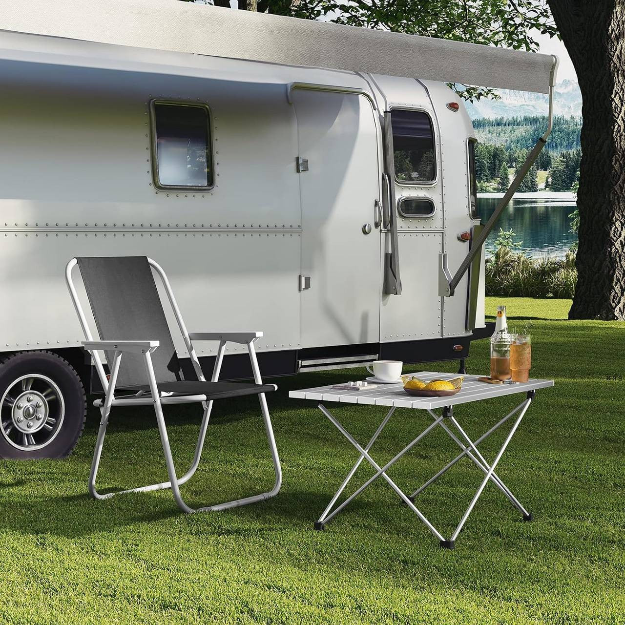 24goodz Portable Aluminium Camping Table - Easy Setup - Lightweight and Compact - Aluminium Alloy - For Outdoor Enthusiasts - Silver