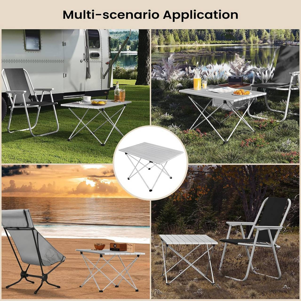 24goodz Portable Aluminium Camping Table - Easy Setup - Lightweight and Compact - Aluminium Alloy - For Outdoor Enthusiasts - Silver