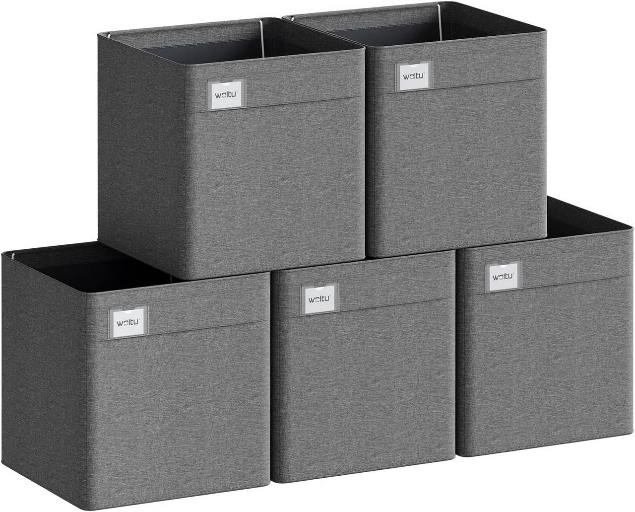 24goodz Foldable Storage Boxes Set of 5 - Spacious Organization - Durable and Stable - Kationic Fabric - For Home and Office - Dark Grey