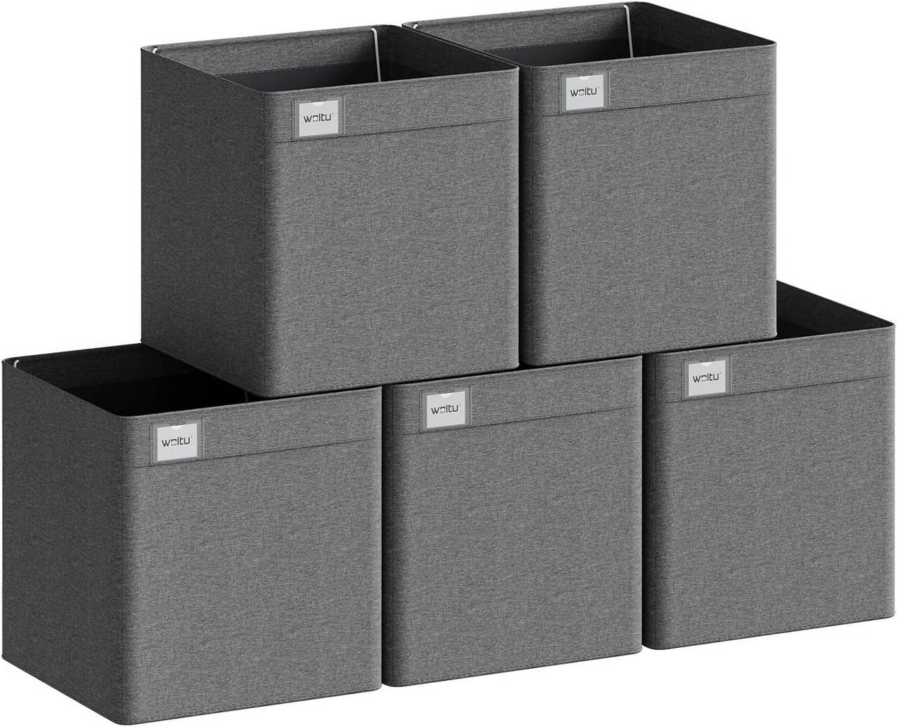 24goodz Fabric Storage Boxes Set of 5 - Spacious Organization - Foldable Design - Polyester - For Home and Office - Dark Grey
