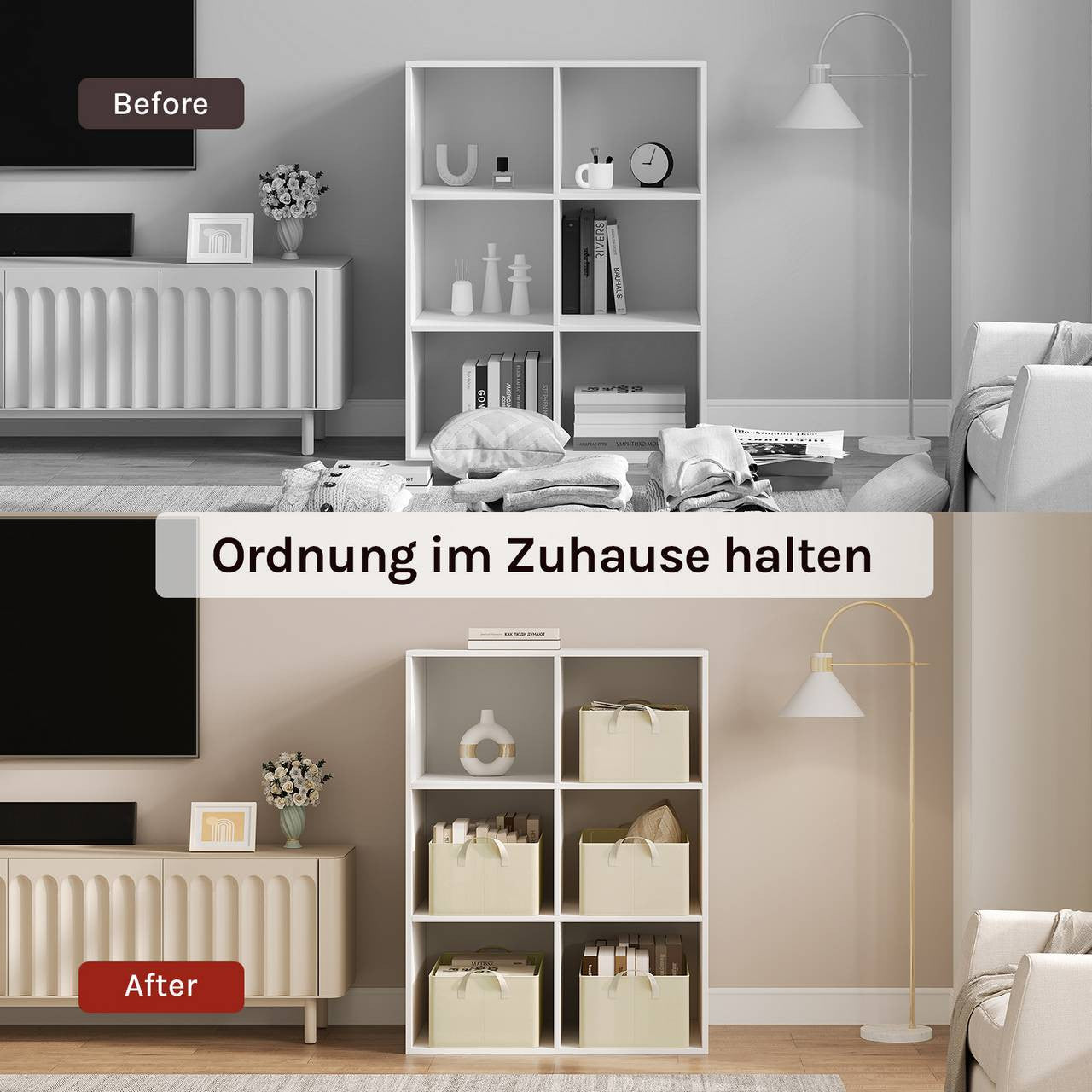 24goodz Foldable Storage Boxes Set of 3 - Durable and Versatile - Polyester and Metal - For Organizing Home - Cream