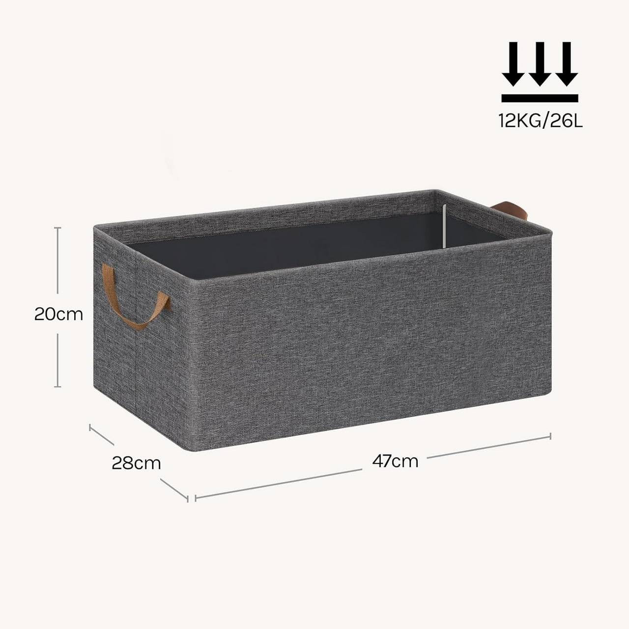 24goodz Foldable Storage Boxes Set of 3 - Durable and Space-Saving - Polyester and Metal - For Organizing Your Home - Grey + Brown