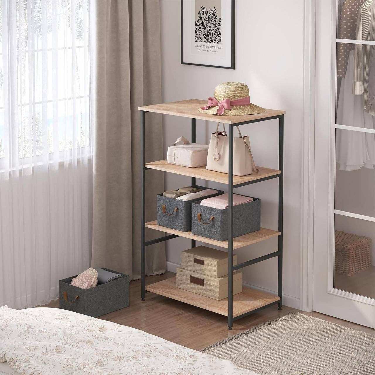 24goodz Foldable Storage Boxes Set of 3 - Durable and Space-Saving - Polyester and Metal - For Organizing Your Home - Grey + Brown