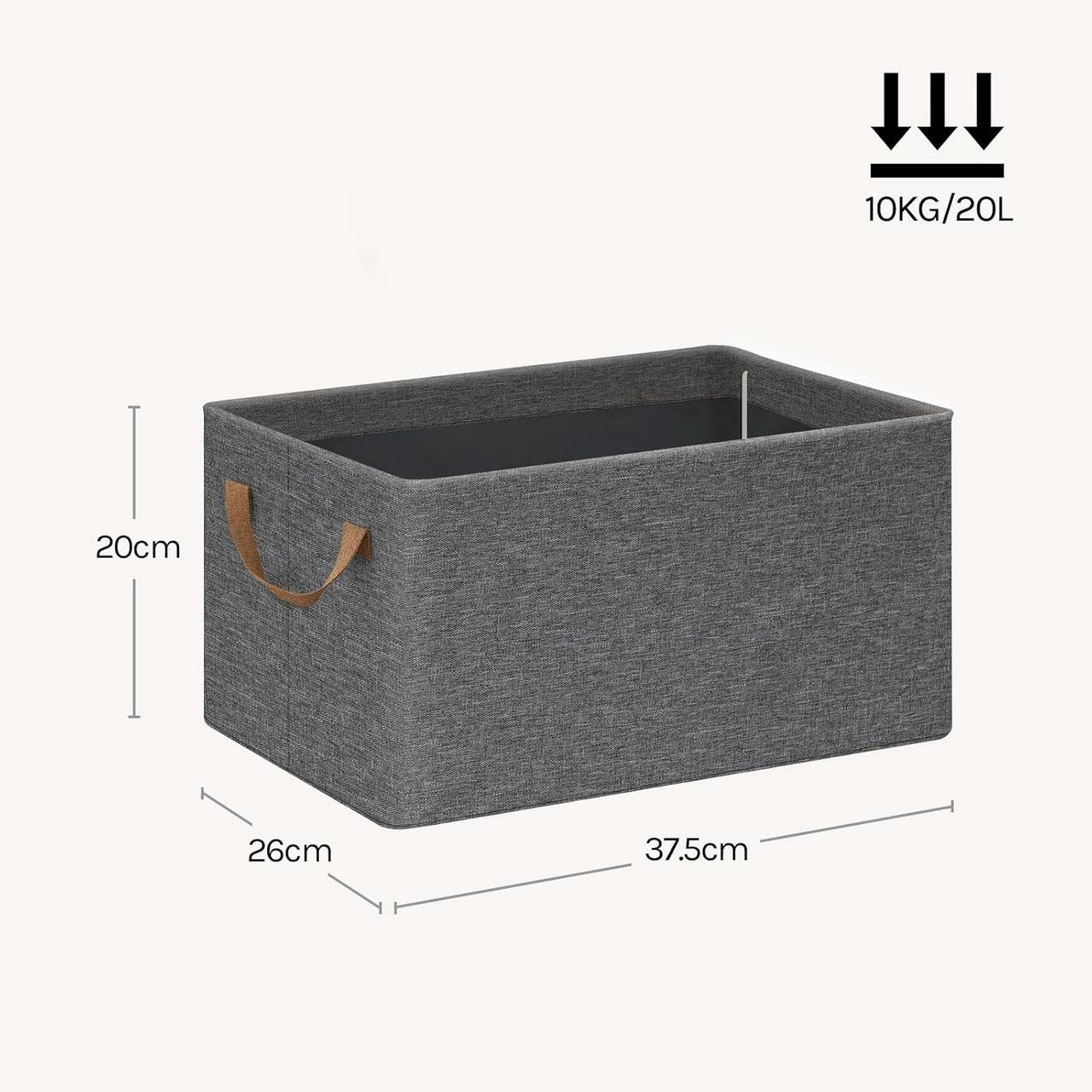 24goodz Set of 5 Foldable Storage Boxes - Durable and Versatile - Kationic Fabric and Polyester - For Home Organization - Grey + Brown