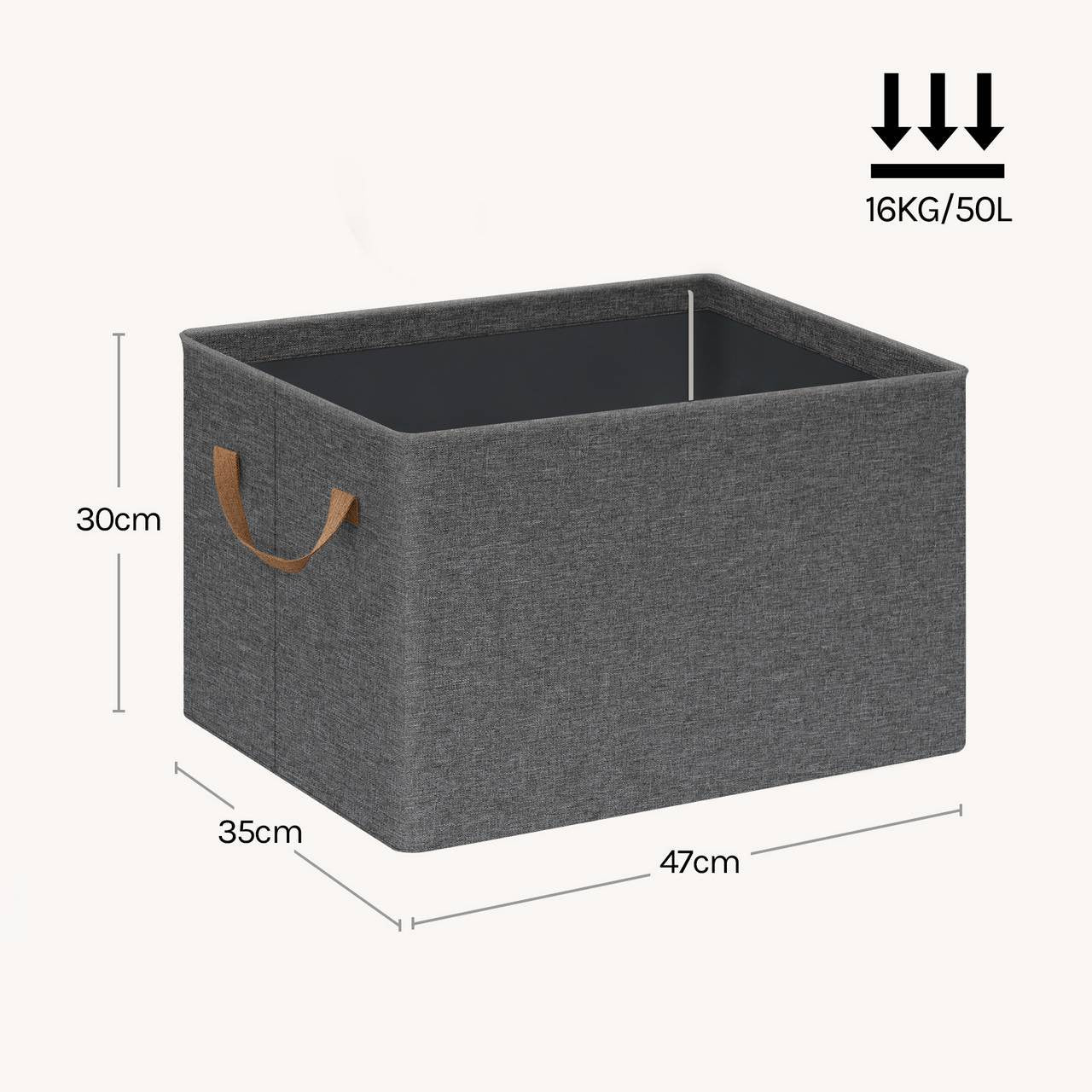 24goodz Foldable Storage Boxes Set of 5 - Durable and Versatile - Kationic Fabric and Polyester - For Organizing Your Home - Grey + Brown