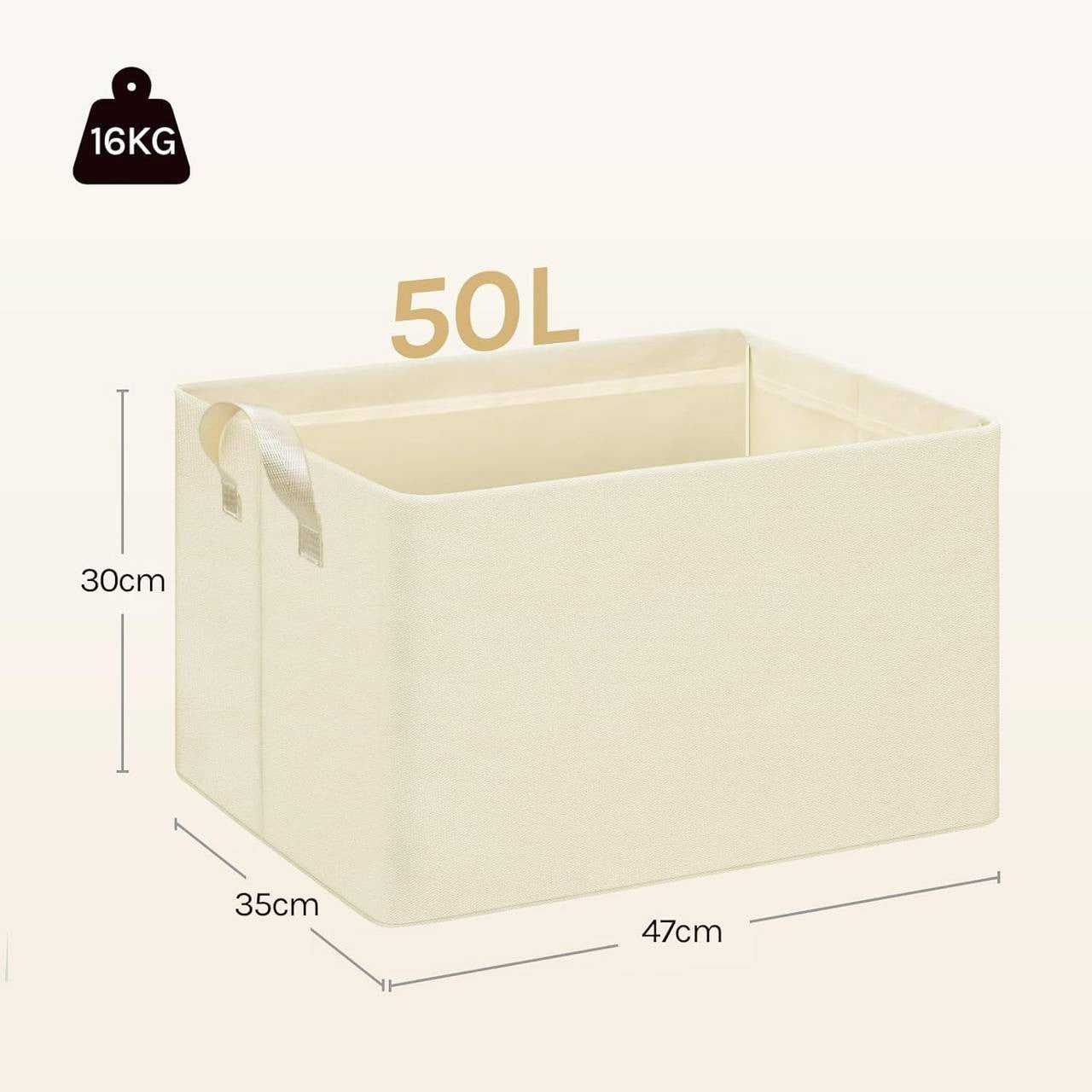 24goodz Set of 5 Foldable Storage Boxes - Durable and Versatile - Polyester and Metal - For Organizing Your Space - Cream