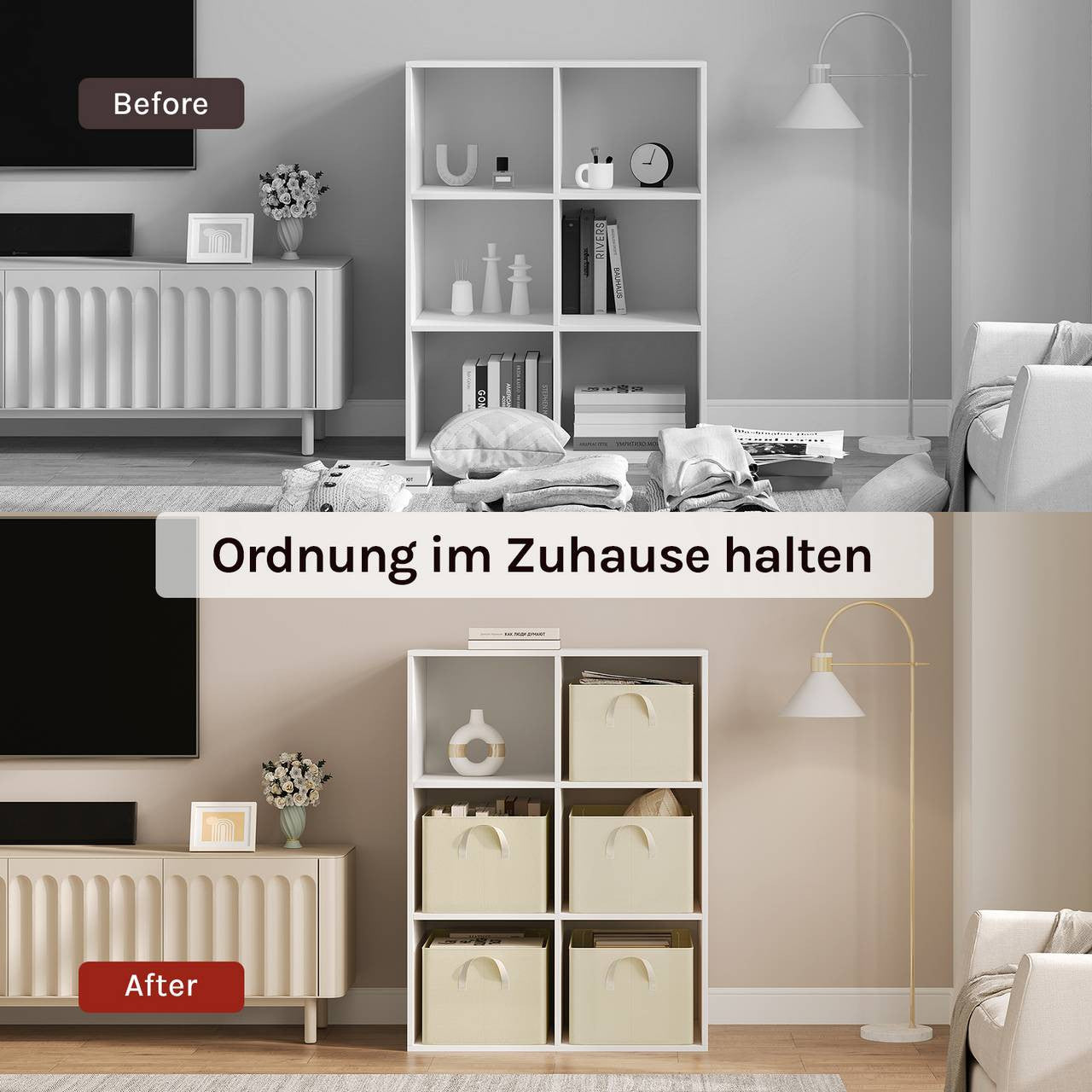 24goodz Set of 5 Foldable Storage Boxes - Durable and Versatile - Polyester and Metal - For Organizing Your Space - Cream