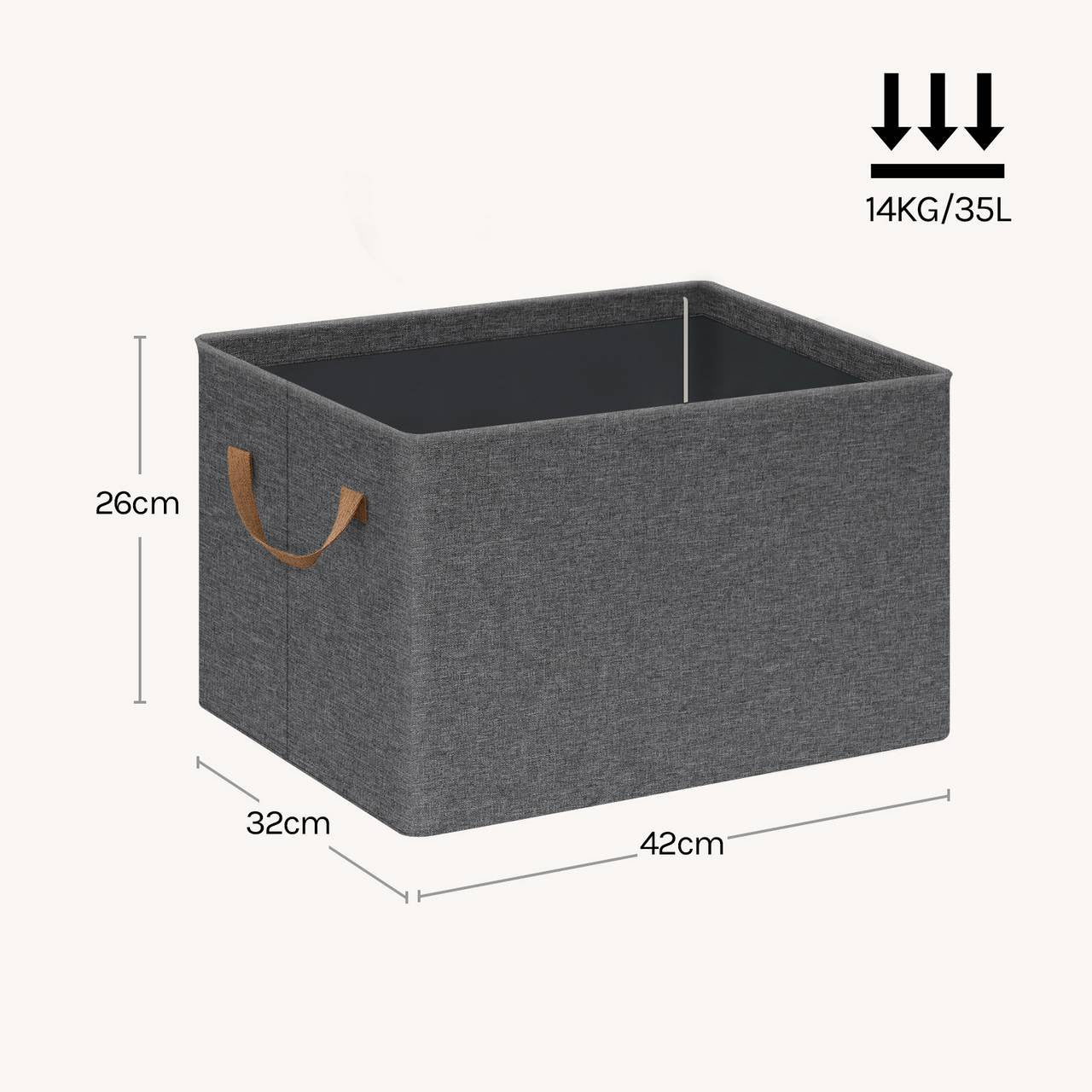 24goodz Folding Storage Boxes Set of 6 - Durable & Space-Saving - Polyester and Metal - For Organizing - Grey + Brown