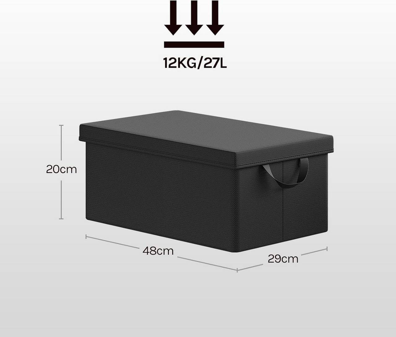 24goodz Set of 3 Storage Boxes with Lids - Versatile and Space-Saving - Polyester - For Home Organization - Black