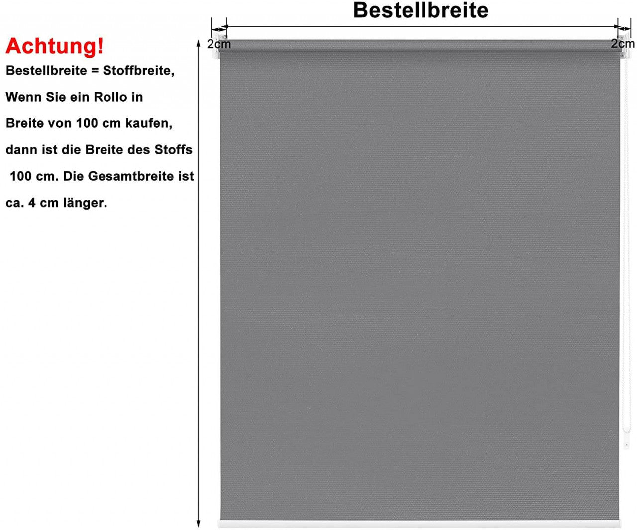 24goodz Outdoor Roller Blind - High UV Protection - Adjustable Height - Polyester - For Balconies and Patios - Dark Grey 100x240 cm - dgr