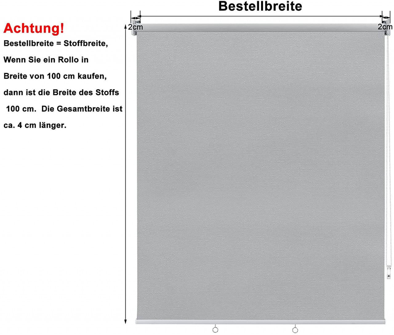 24goodz Outdoor Roller Blind - High UV Protection - Adjustable Height - 320 g/m² Polyester - Grey - 140x240 cm