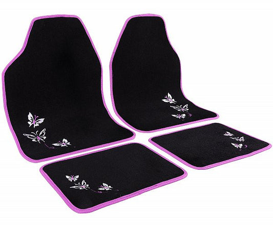 24goodz Car Floor Mat Set - Universal Fit for Most Vehicles - Durable Carpet Material - For All Seasons - Pink