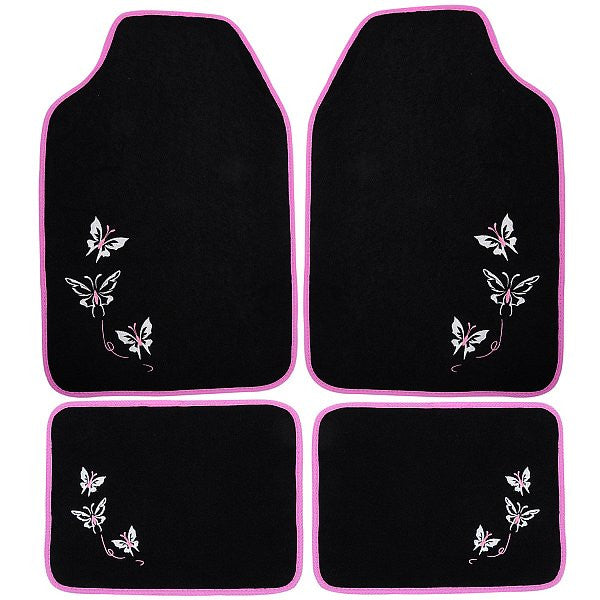 24goodz Car Floor Mat Set - Universal Fit for Most Vehicles - Durable Carpet Material - For All Seasons - Pink
