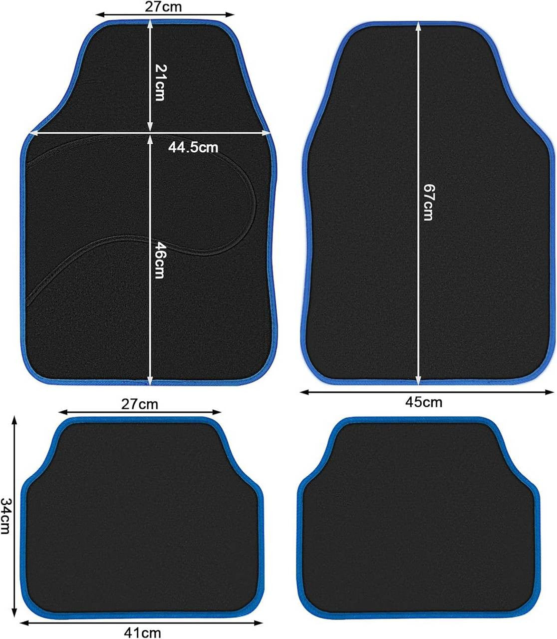 24goodz All-Weather Car Floor Mat Set - Comfortable and Durable - Carpet Material - Universal Fit - Blue