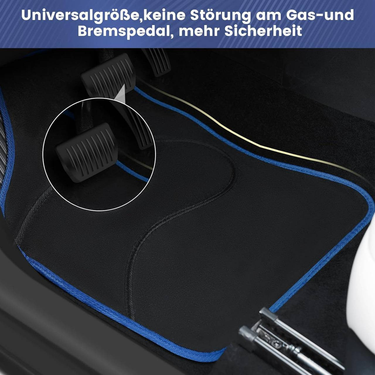 24goodz All-Weather Car Floor Mat Set - Comfortable and Durable - Carpet Material - Universal Fit - Blue