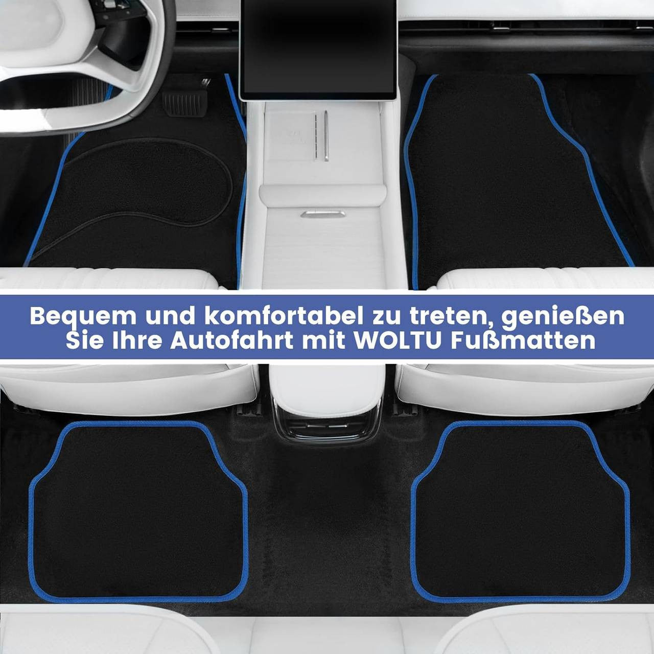 24goodz All-Weather Car Floor Mat Set - Comfortable and Durable - Carpet Material - Universal Fit - Blue