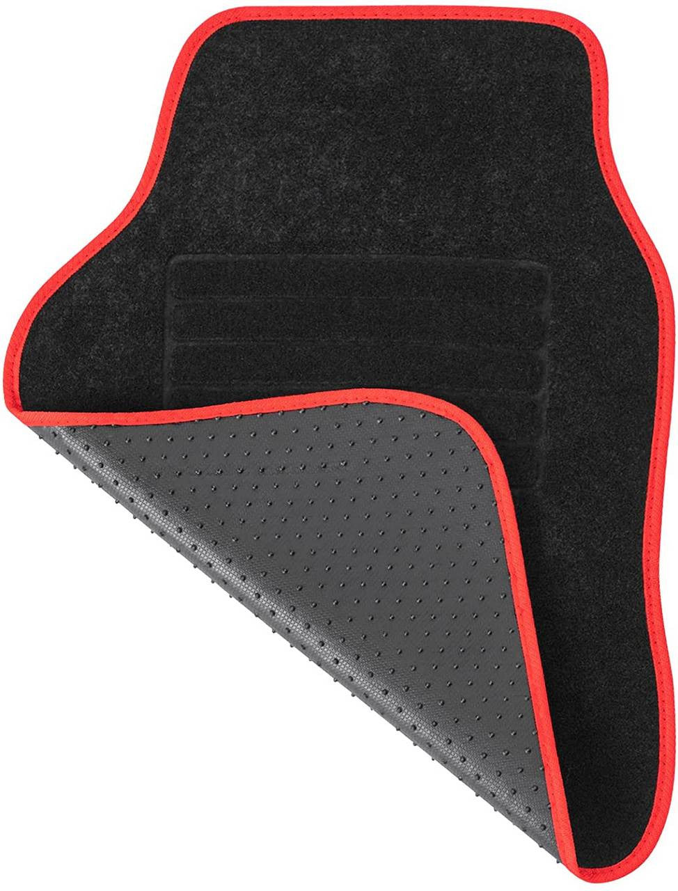 24goodz Car Floor Mat Set - High-Quality Comfort - Universal Fit - Carpet Material - Red Trim - 45x67 cm + 45x33 cm