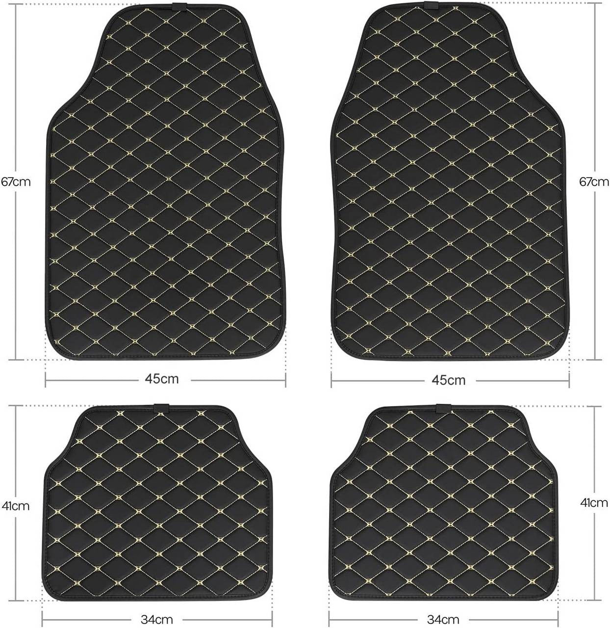 24goodz Universal Car Floor Mats Set - Durable All-Weather Protection - Synthetic Leather - For All Vehicles - Black + White