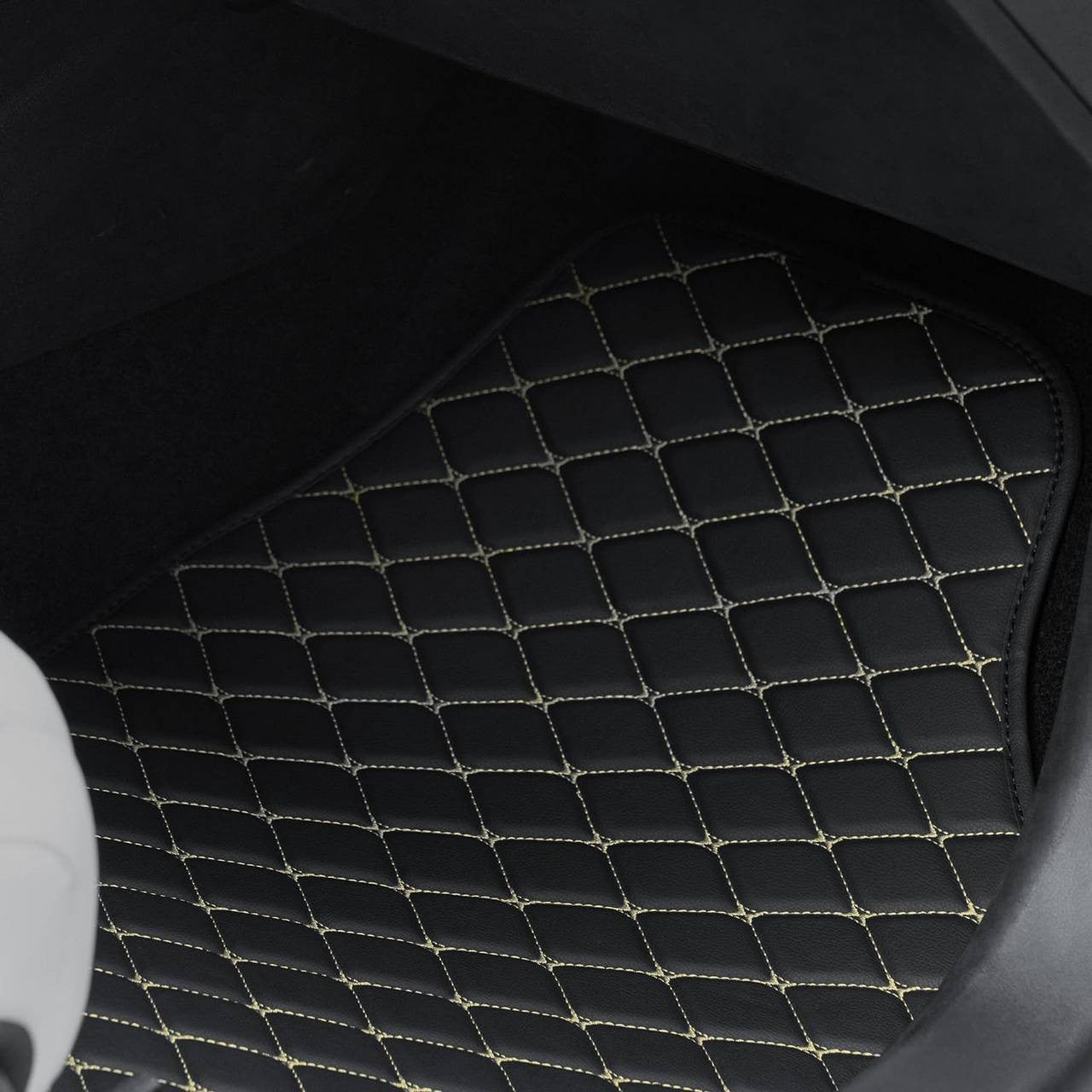 24goodz Universal Car Floor Mats Set - Durable All-Weather Protection - Synthetic Leather - For All Vehicles - Black + White
