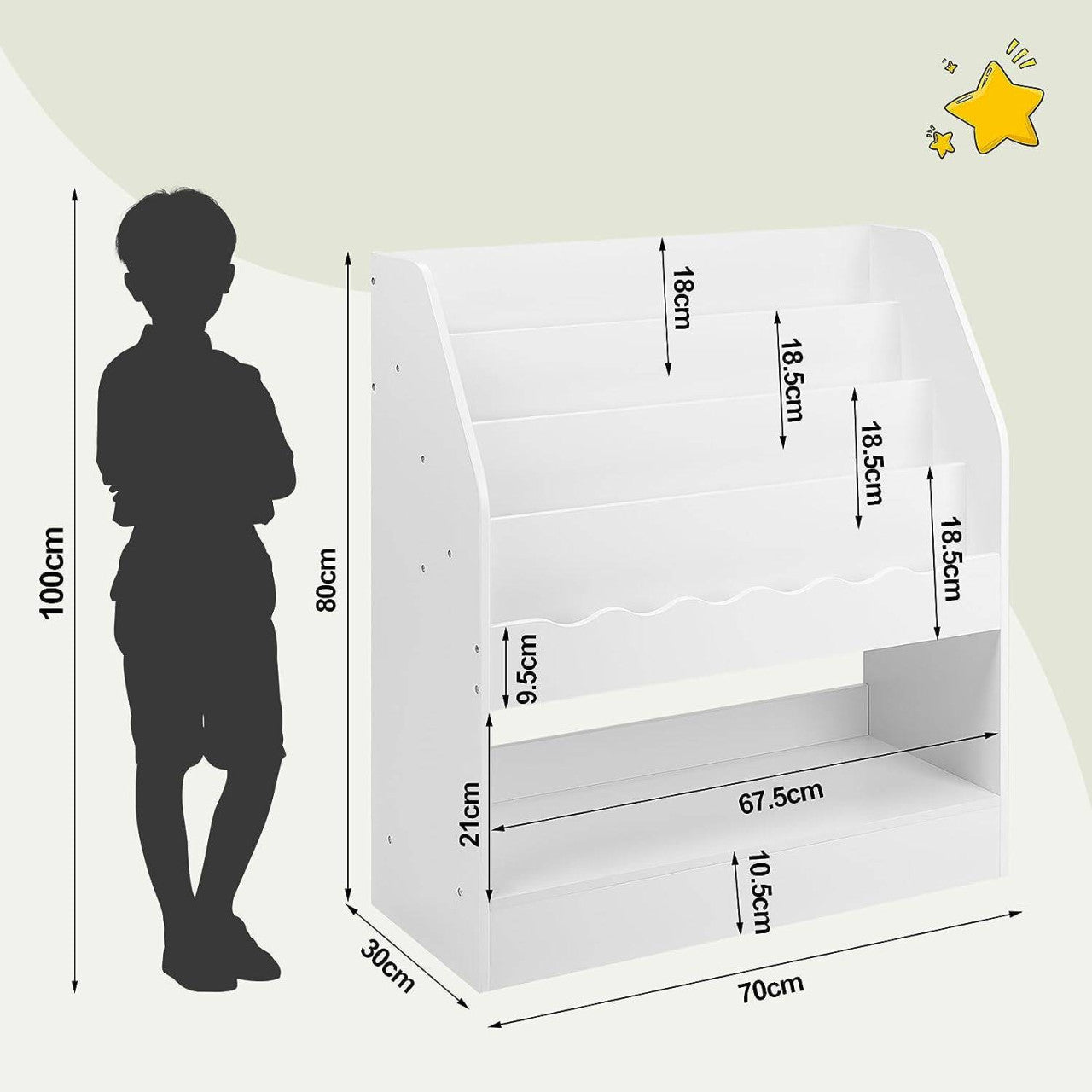 24goodz Kids Book Shelf - Stimulates Reading Habits - Safe and Stable - MDF - For Children - White
