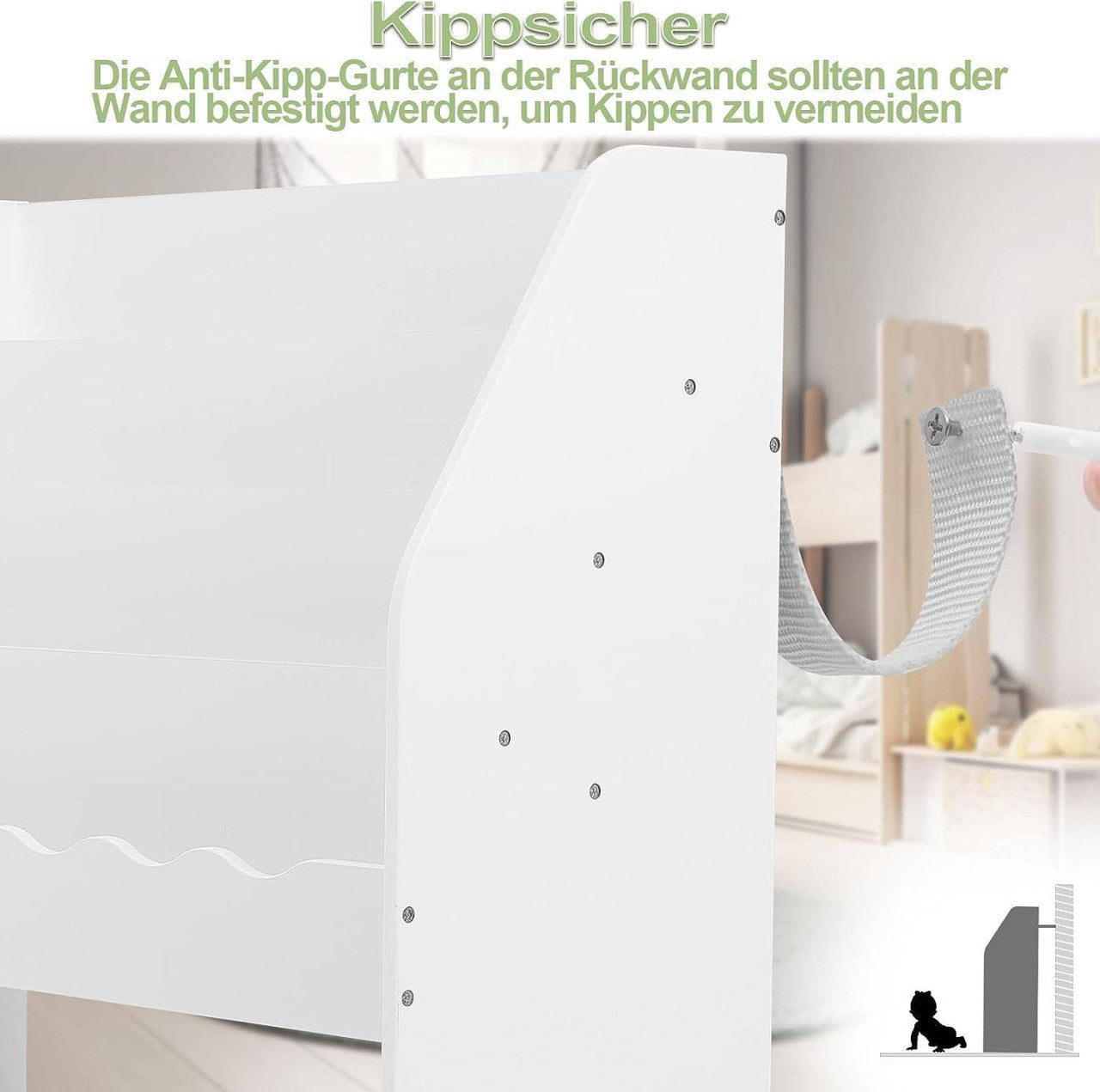 24goodz Kids Book Shelf - Stimulates Reading Habits - Safe and Stable - MDF - For Children - White