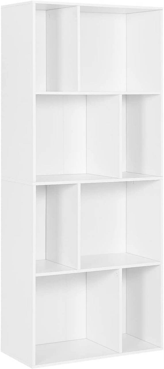 24goodz Bookcase with 8 Open Compartments - High-Quality and Durable - E1 Particle Board - For Home and Office - White - 60 x 143.5 x 29 cm - ws