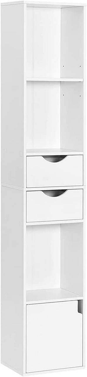 24goodz Bookcase with Drawers and Door - Versatile Storage Solutions - Melamine - For Home and Office - White 30 x 158 x 24 cm - ws