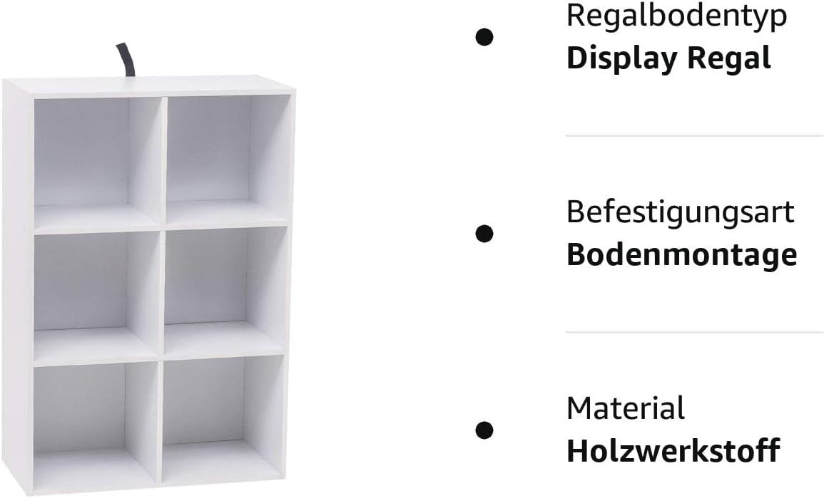 24goodz Cube Bookshelf - Space-Saving Design - Multifunctional Use - E1 Wood-Based Material - White - ws
