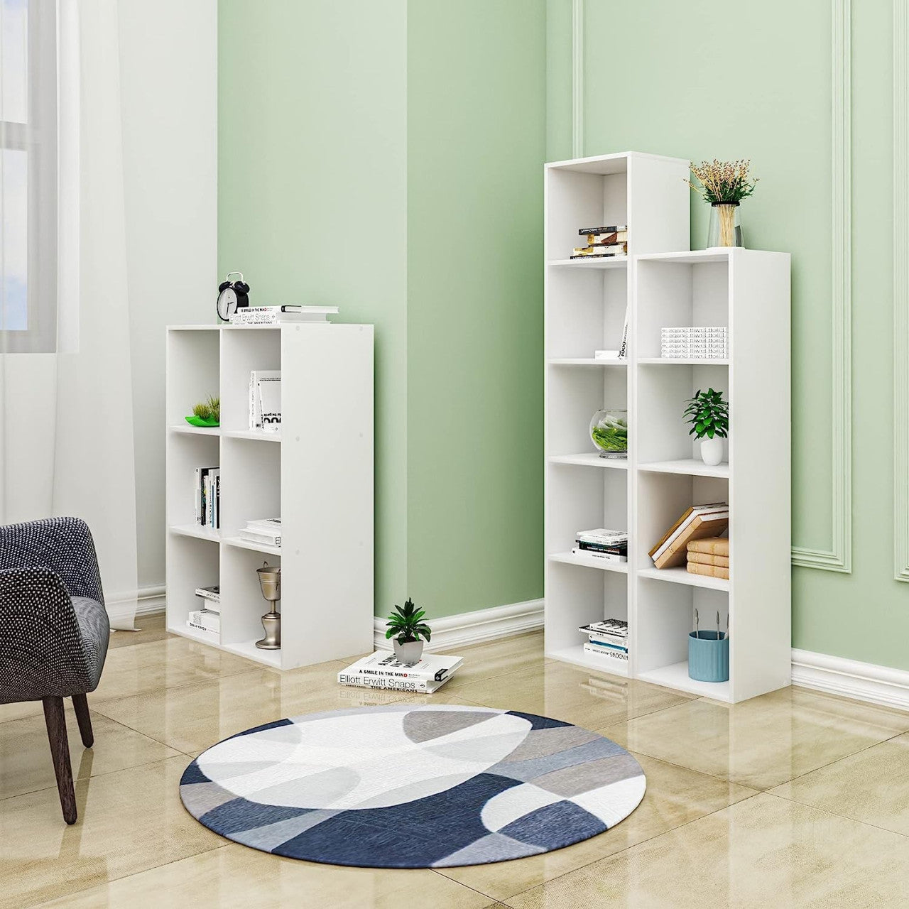 24goodz Cube Bookshelf - Space-Saving Design - Multifunctional Use - E1 Wood-Based Material - White - ws