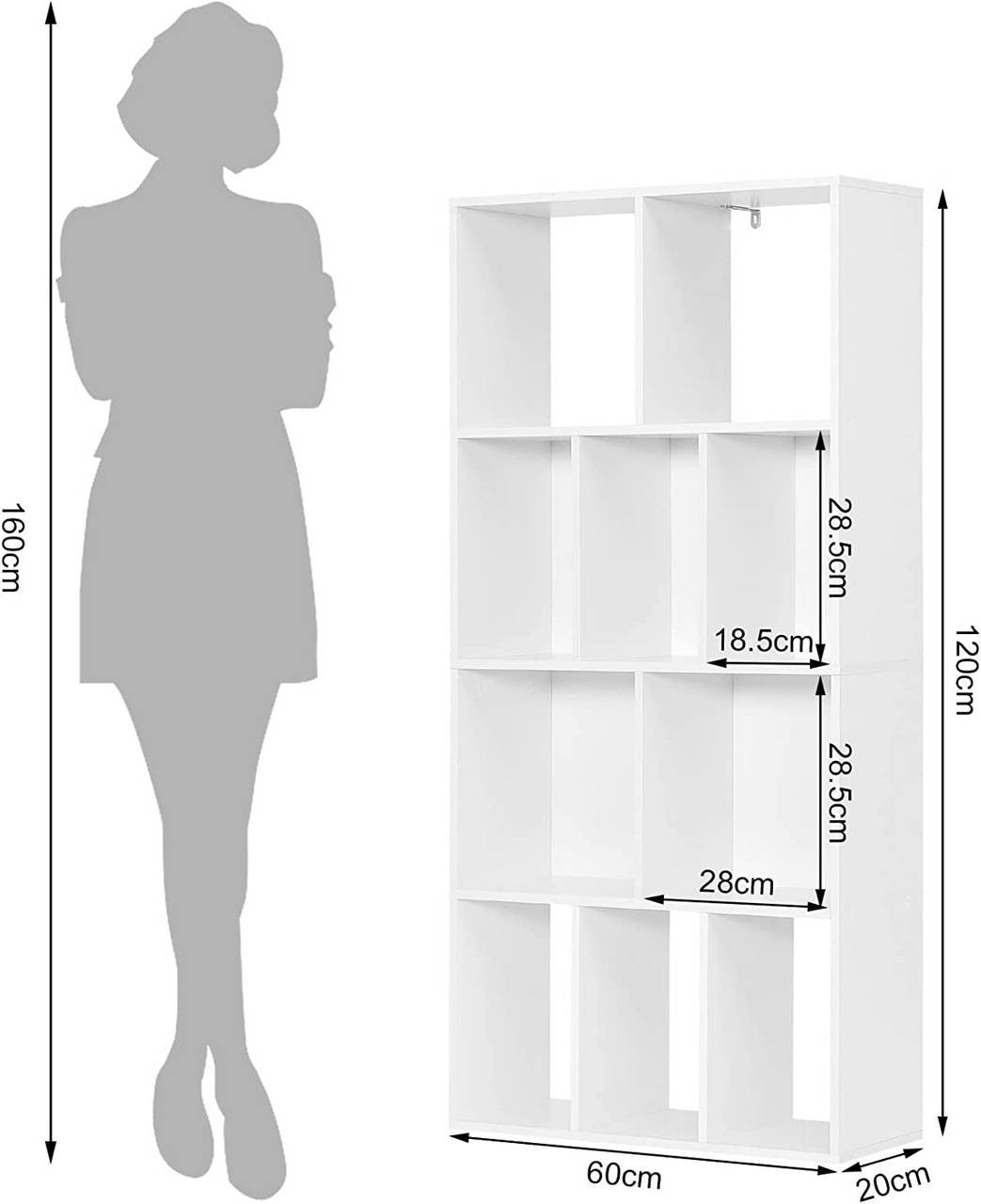 24goodz Bookcase with 4 Levels - Ample Storage Space - E1 Wood Material - For Home & Office - White - ws