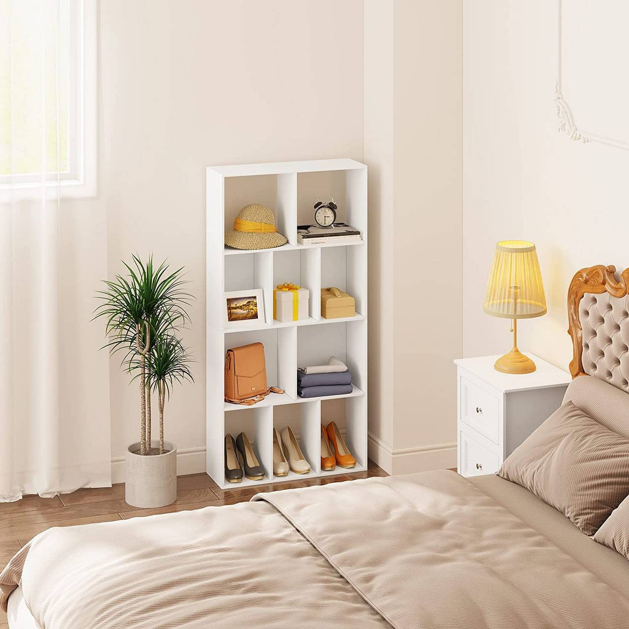 24goodz Bookcase with 4 Levels - Ample Storage Space - E1 Wood Material - For Home & Office - White - ws