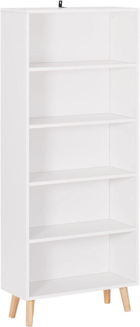 24goodz Bookcase with 5 Compartments - Durable and Stable Design - E1 Wood Material - White/Oak - ws