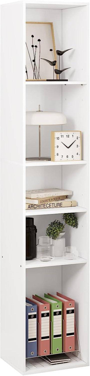 24goodz Open Bookshelf with 5 Cubes - Versatile Storage Solution - E1-Class Engineered Wood - For Home and Office - White Oak