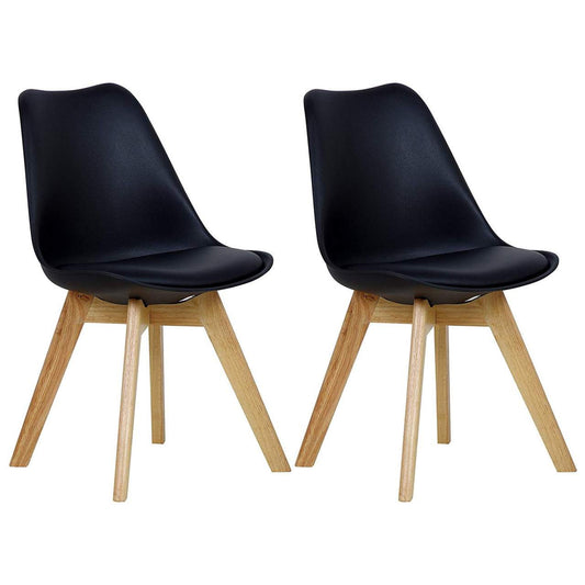 24goodz Dining Chairs Set of 2 - Ergonomic Comfort - Durable Design - PP and Solid Wood - Black - sz