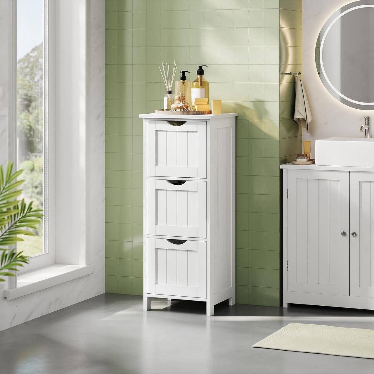 24goodz Bathroom Cabinet - Ample Storage Space - Compact Design - MDF - For Every Home - White