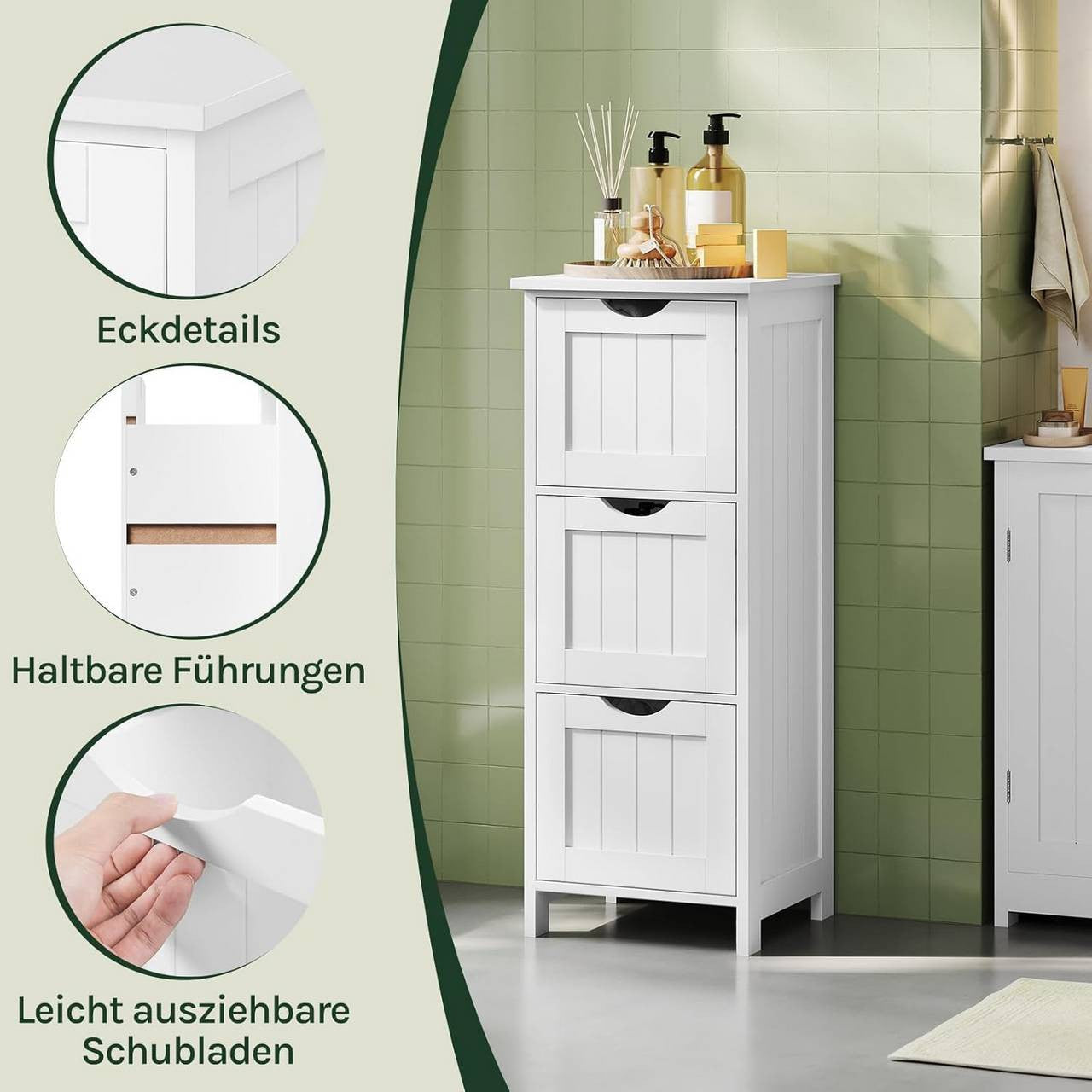 24goodz Bathroom Cabinet - Ample Storage Space - Compact Design - MDF - For Every Home - White