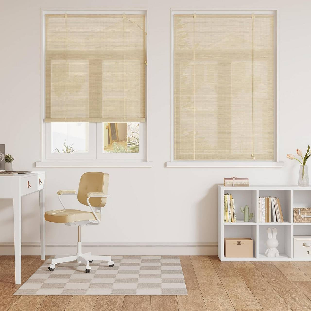 24goodz Bamboo Roller Blind - High-Quality and Durable - 100% Bamboo - For Indoor and Outdoor Use - Natural Colour - 100x160 cm