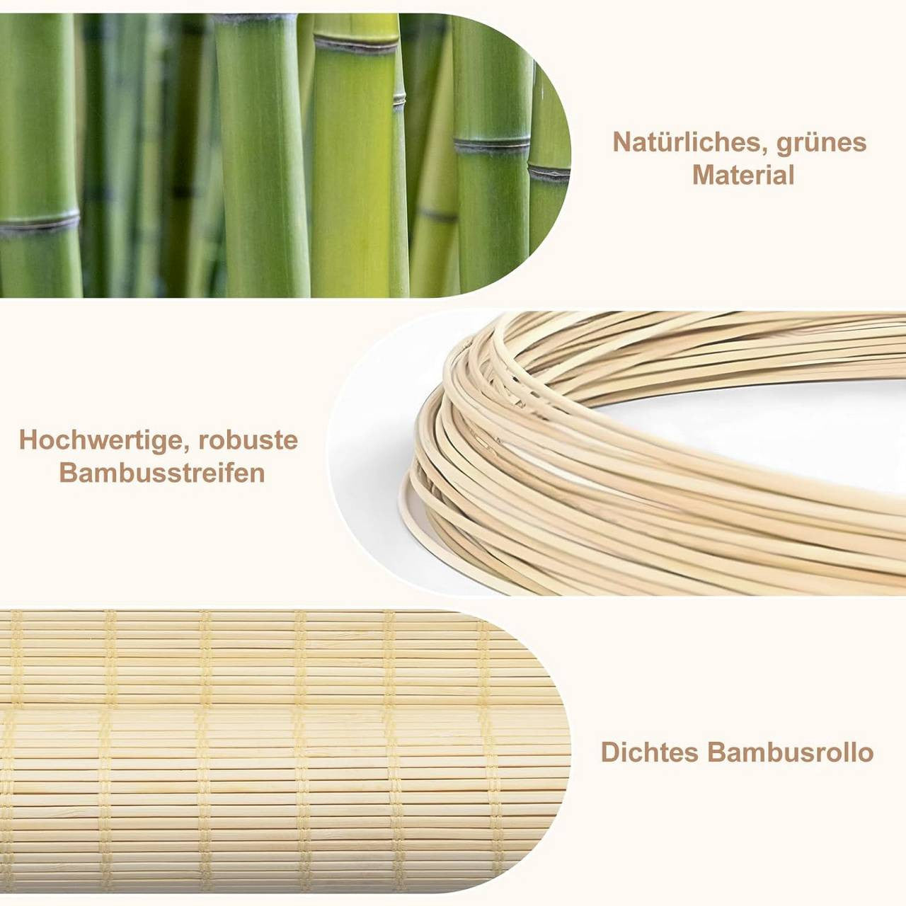 24goodz Bamboo Roller Blind - Elegant Light Filtering - Durable Bamboo - For Indoor and Outdoor Use - Natural Colour - 70 x 220 cm