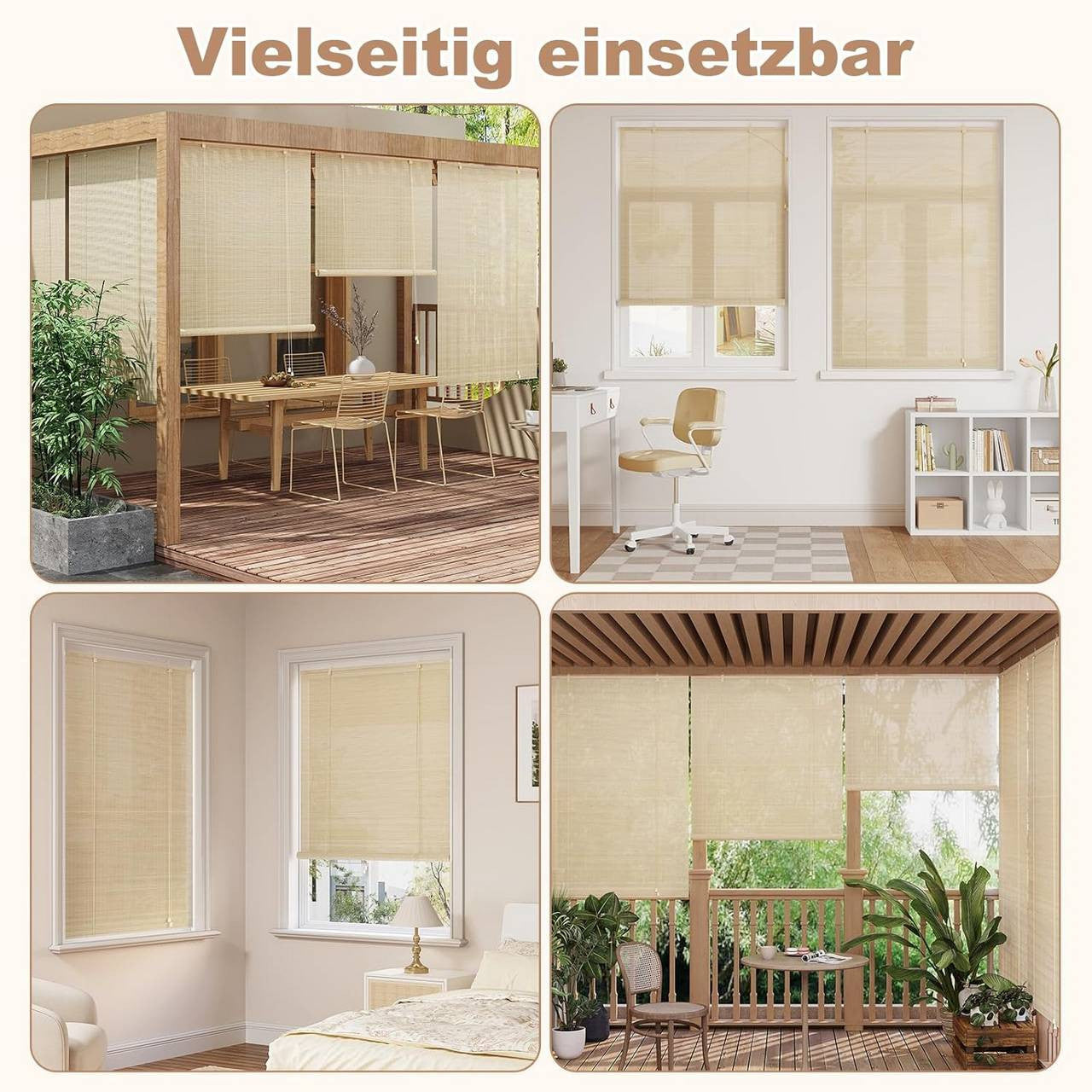 24goodz Bamboo Roller Blind - Elegant Light Filtering - Durable Bamboo Material - 120 x 160 cm - Brown