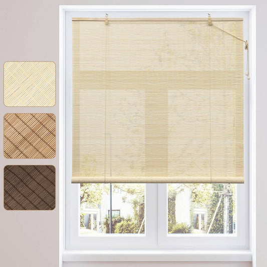 24goodz Bamboo Roller Blind - Elegant Light Filtering - Durable Bamboo - For Indoor and Outdoor Use - Natural Colour - 90 x 160 cm