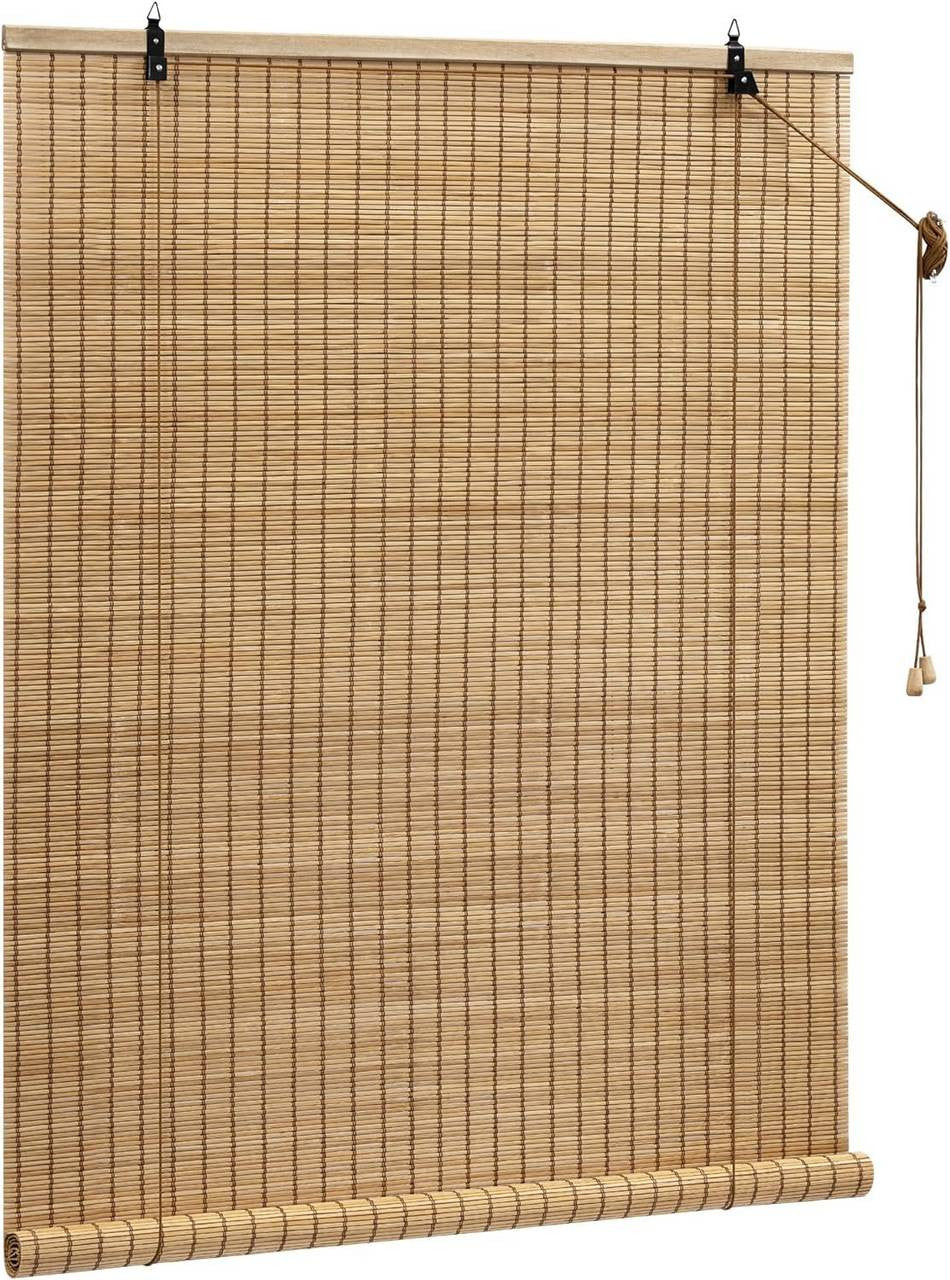 24goodz Bamboo Roller Blind - High-Quality Natural Material - Flexible Installation - Bamboo - For Indoor and Outdoor Use - Brown 90x220cm