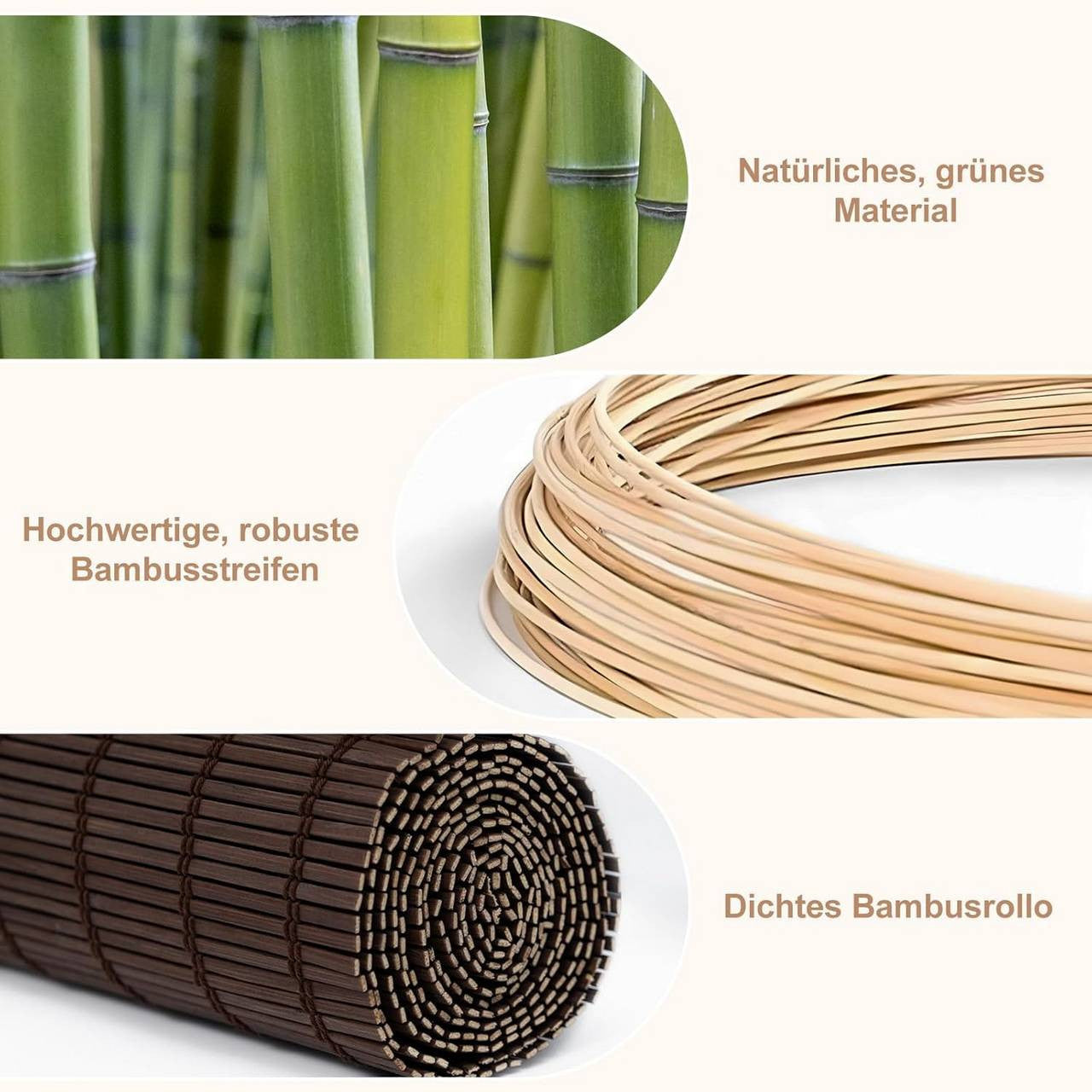 24goodz Bamboo Roller Blind - Stylish Sun Protection - Durable and Adjustable - Bamboo - For Indoor and Outdoor Use - Dark Brown 120x160 cm
