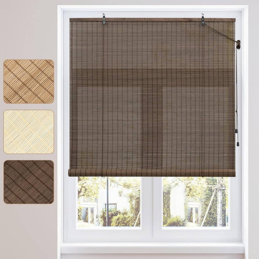 24goodz Bamboo Roller Blind - Elegant Light Filtering - Durable Bamboo Material - 60 x 160 cm - Dark Brown