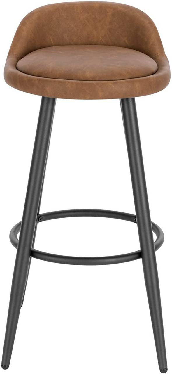 24goodz Bar Stool - Stable and Robust Design - High Comfort - Faux Leather - For Modern and Classic Interiors - Anthracite Brown