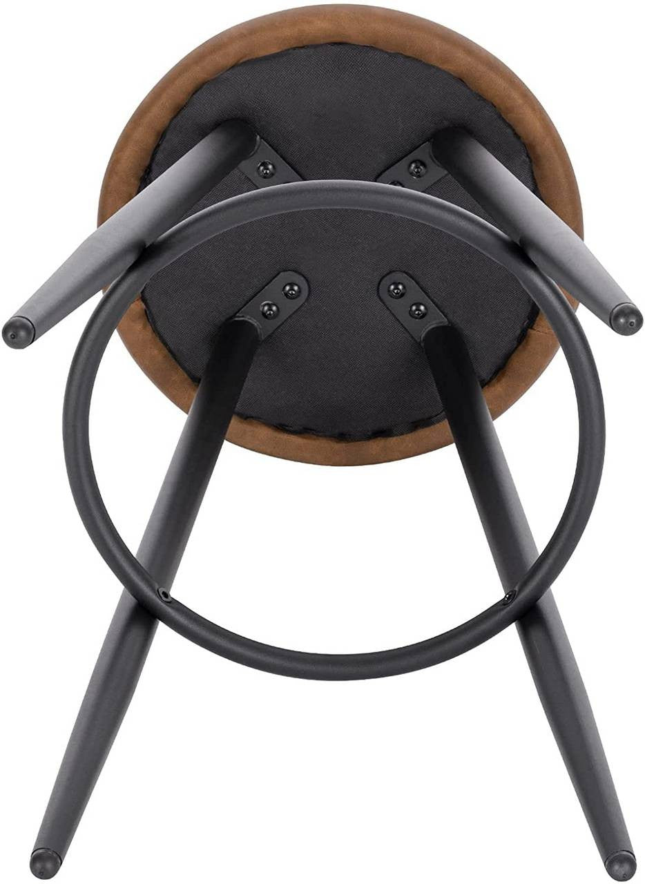 24goodz Bar Stool - Stable and Robust Design - High Comfort - Wood and Faux Leather - For Home Use - Anthracite Brown
