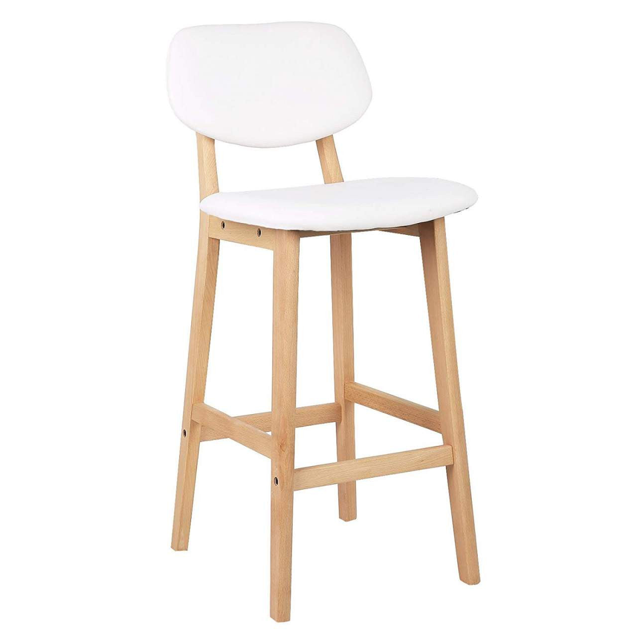 24goodz Set of 2 Bar Stools - Scandinavian Style - Ergonomic Comfort - Faux Leather - White - ws