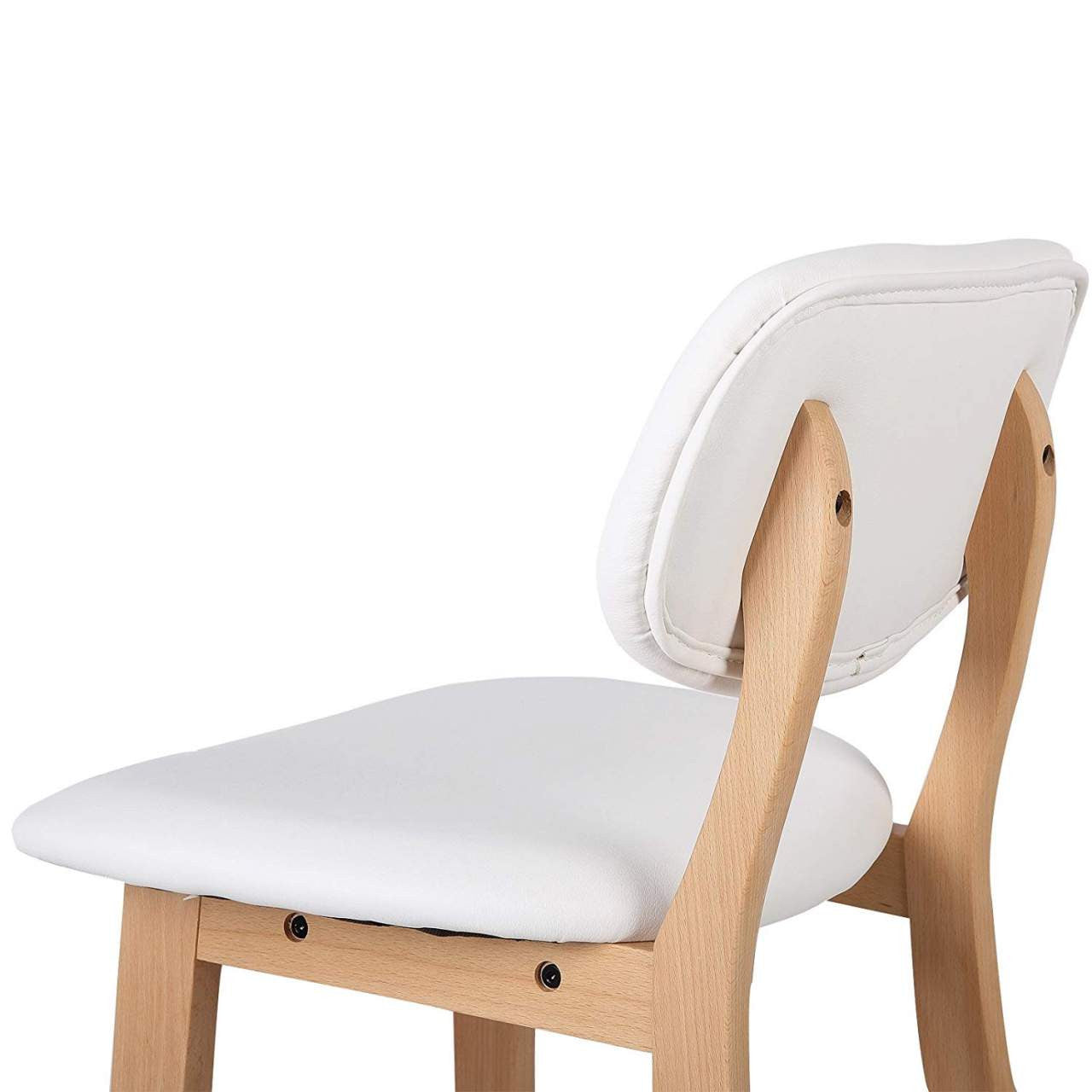24goodz Set of 2 Bar Stools - Scandinavian Style - Ergonomic Comfort - Faux Leather - White - ws