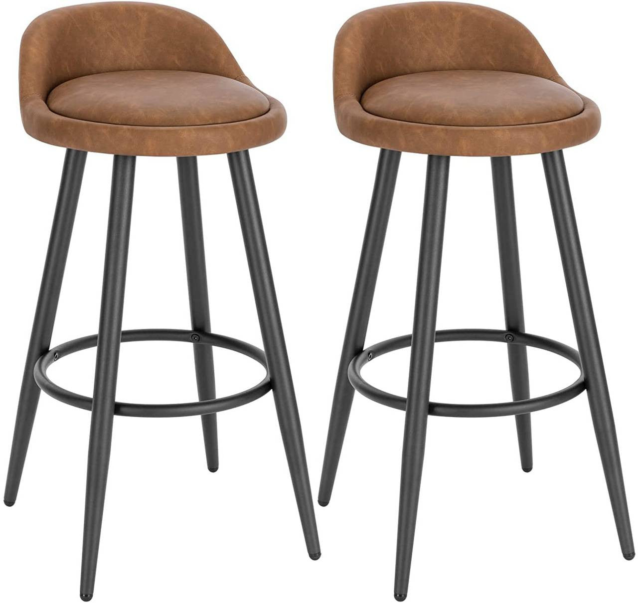 24goodz Bar Stool - Stable and Robust Design - High Comfort - Faux Leather - For Modern and Classic Interiors - Anthracite Brown