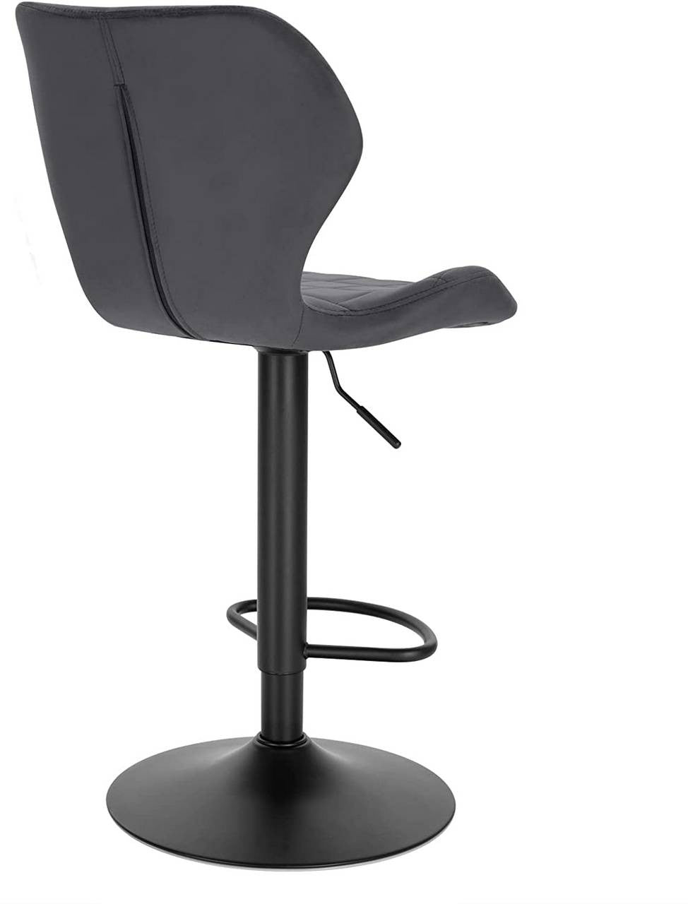 24goodz Velvet Bar Stool - Comfortable and Stylish - Metal Frame - For Home and Bar Use - Dark Grey - dgr